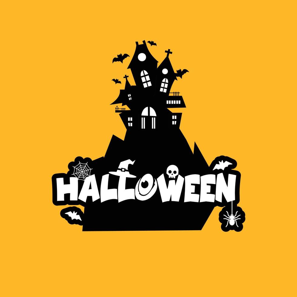 diseño de halloween con tipografía y vector de fondo claro