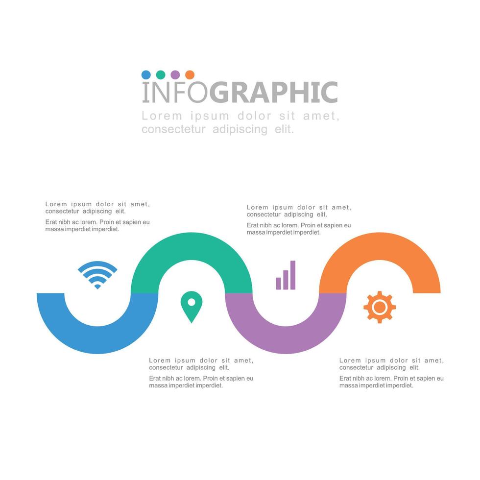 diseño de infografías de pasos con vector de tipografía