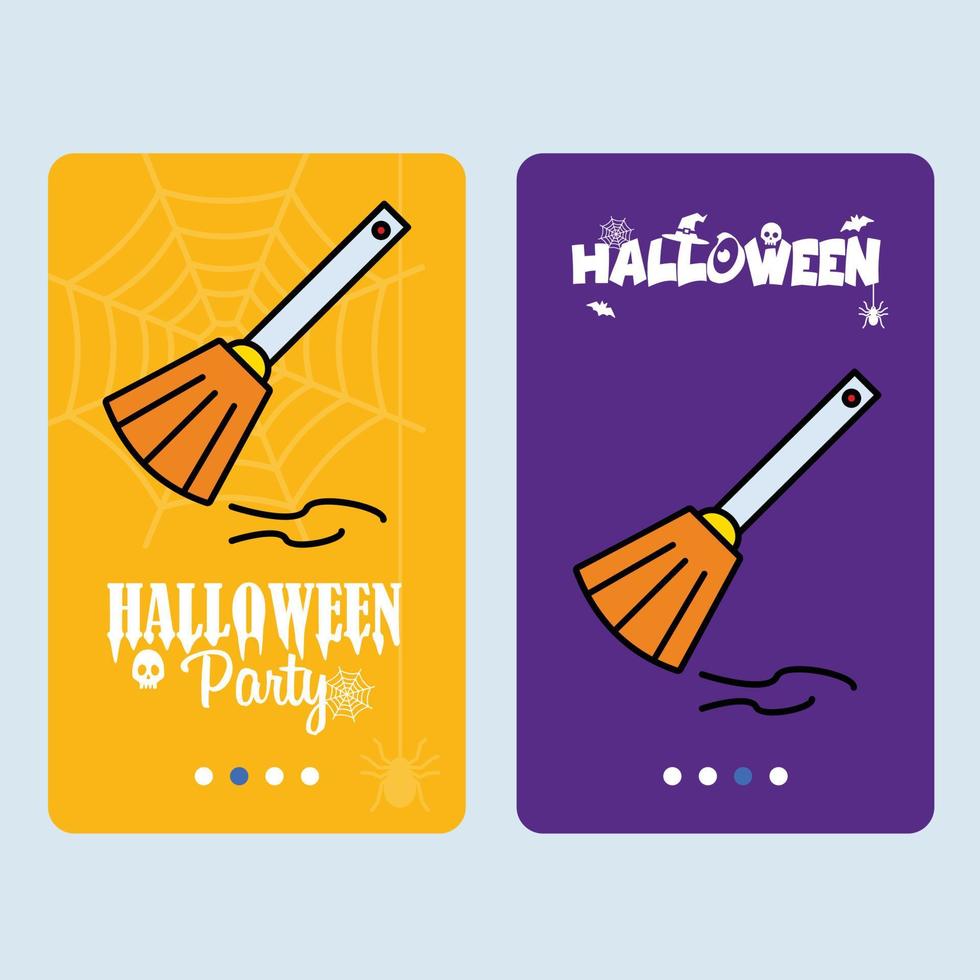 Happy Halloween invitation design with broom vector