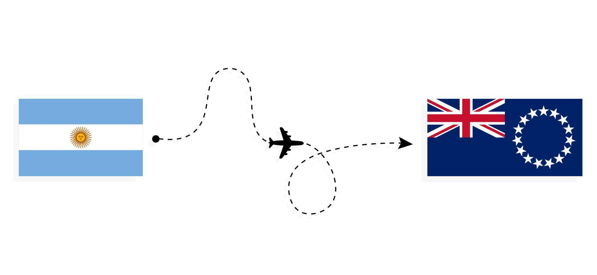Flight and travel from Argentina to Cook Islands by passenger airplane Travel concept vector
