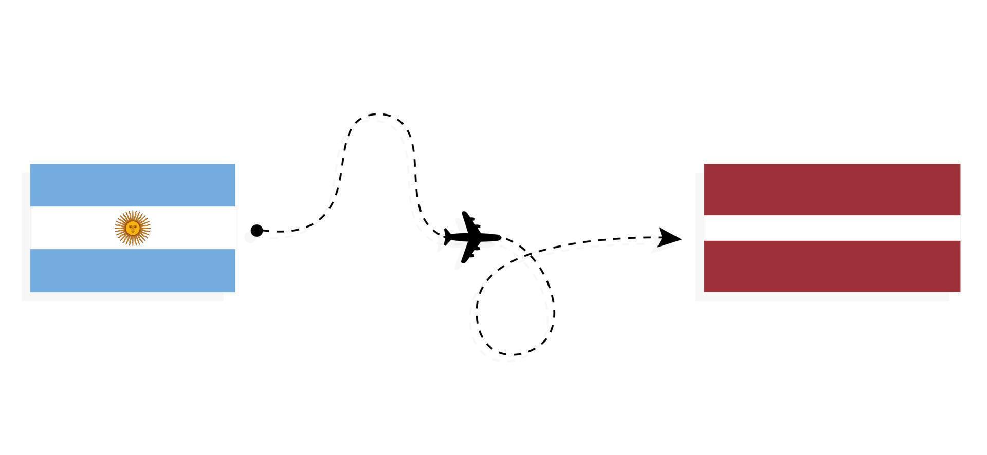 vuelo y viaje desde argentina a letonia por concepto de viaje en avión de pasajeros vector