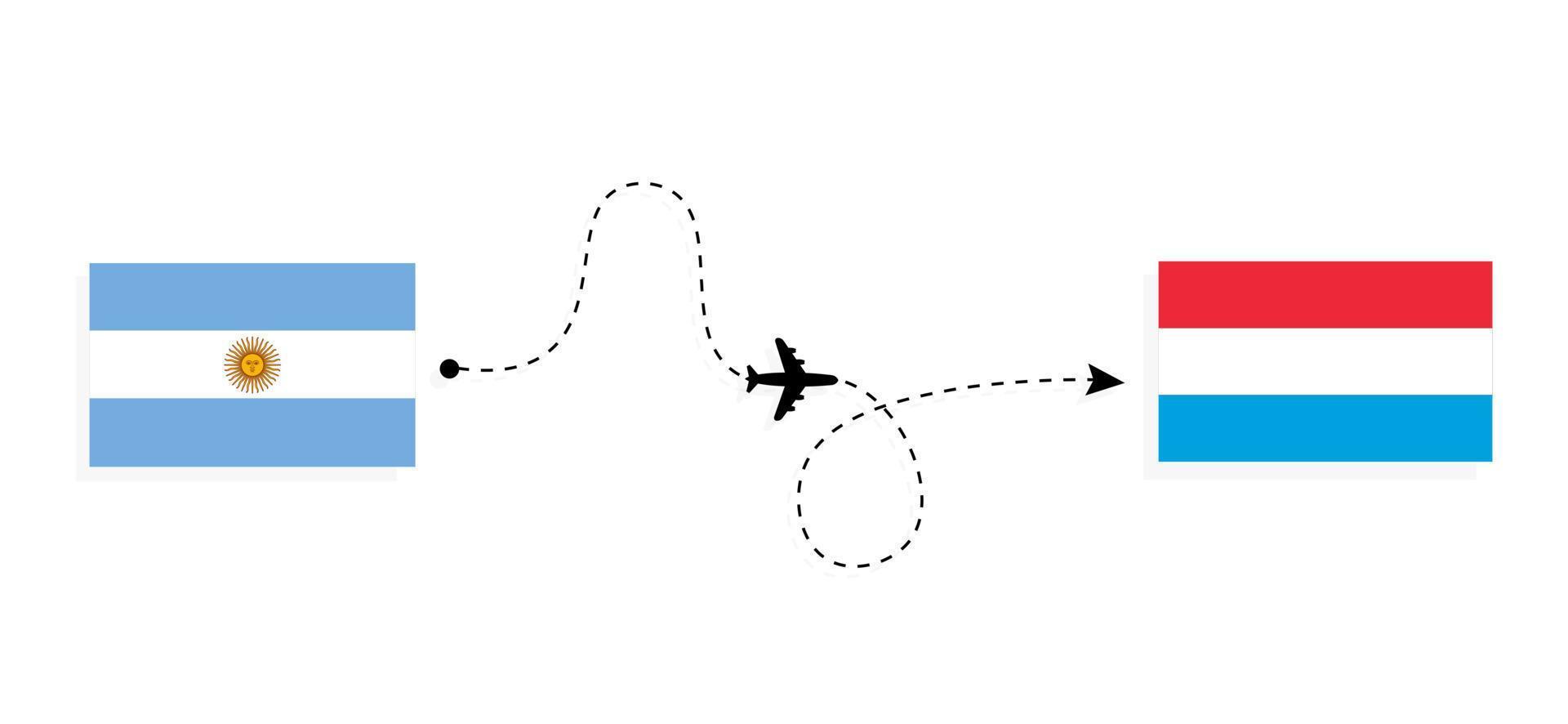 Flight and travel from Argentina to Luxembourg by passenger airplane Travel concept vector