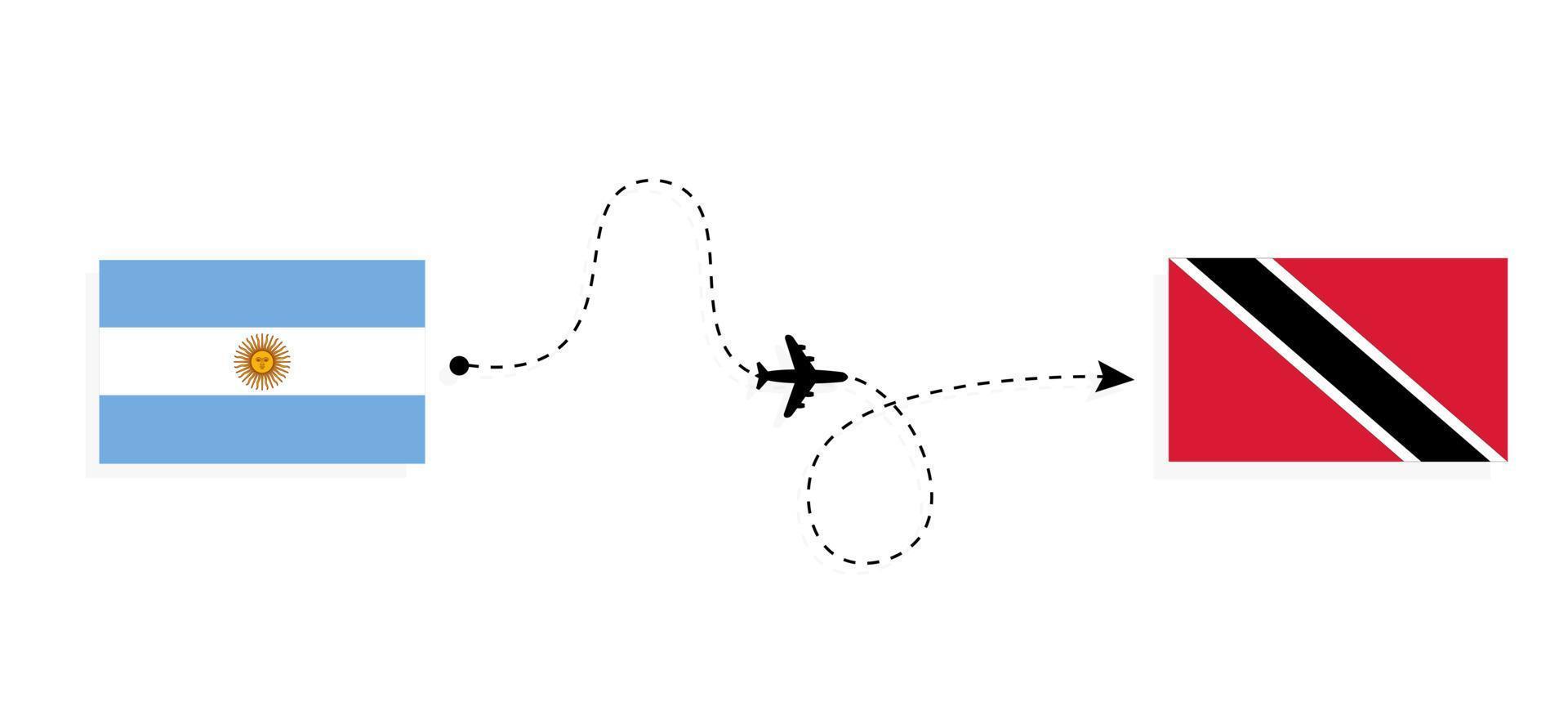 Flight and travel from Argentina to Trinidad and Tobago by passenger airplane Travel concept vector