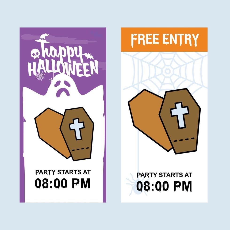 Happy Halloween invitation design with coffins vector