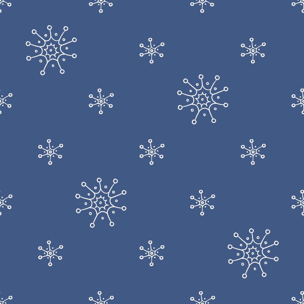 Winter pattern with hand drawn snowflakes. Cute monochrome design. Merry Christmas and Happy New Year wishes. vector