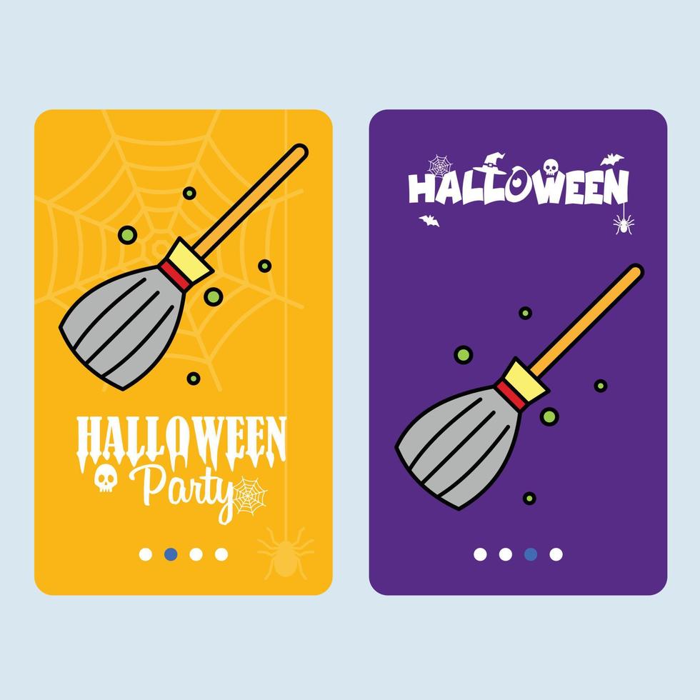 diseño de invitación de halloween feliz con vector de escoba