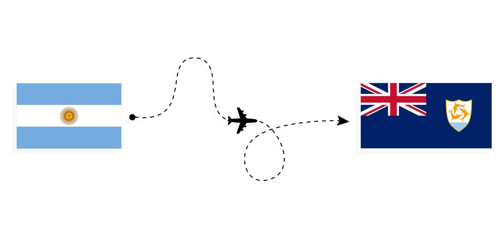 vuelo y viaje de argentina a anguila por concepto de viaje en avión de pasajeros vector