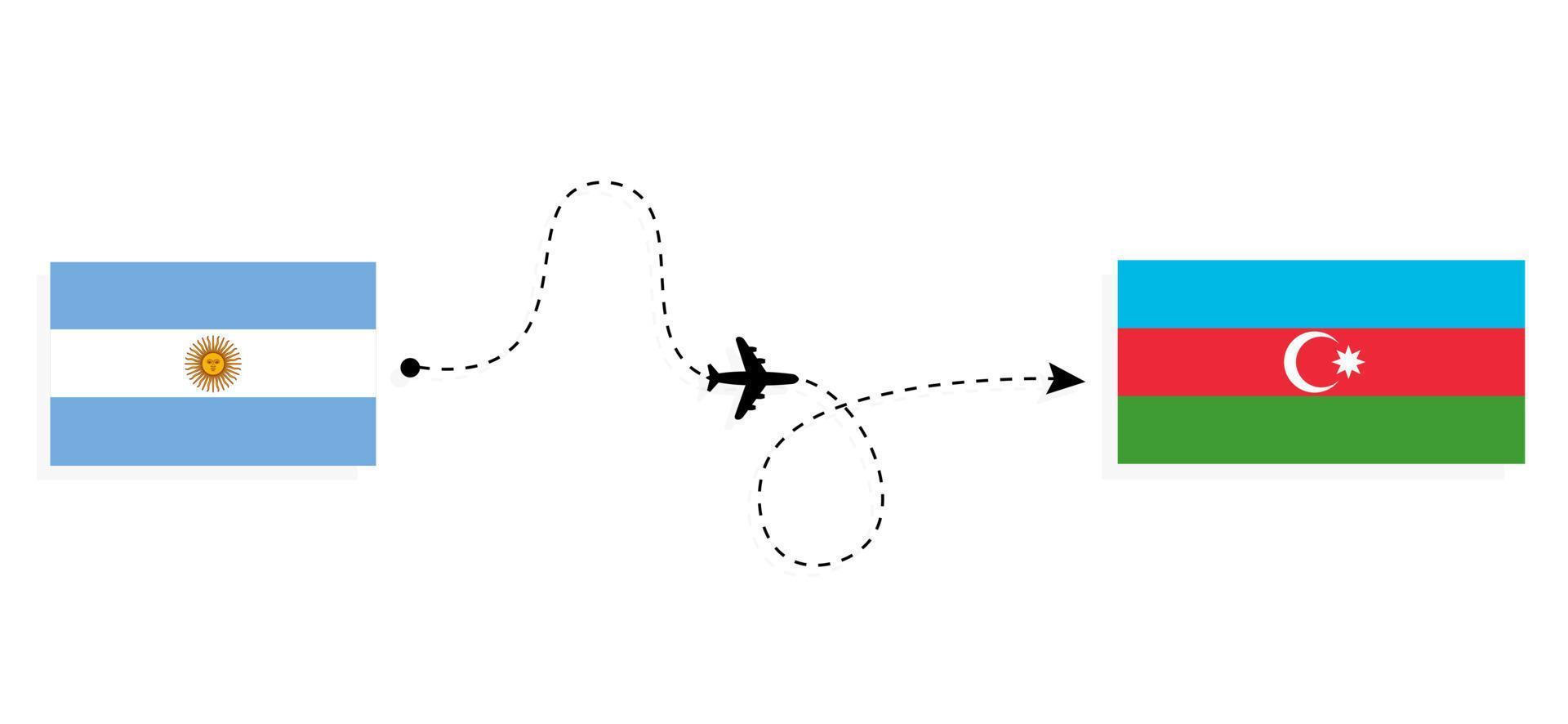 Flight and travel from Argentina to Azerbaijan by passenger airplane Travel concept vector
