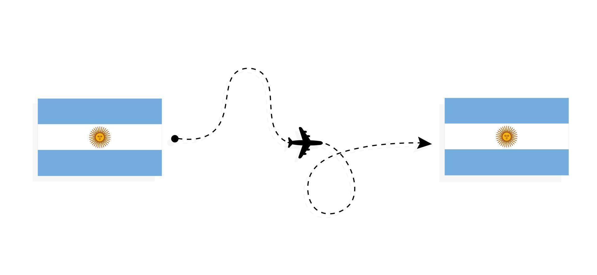 Flight and travel from Argentina to Argentina by passenger airplane Travel concept vector