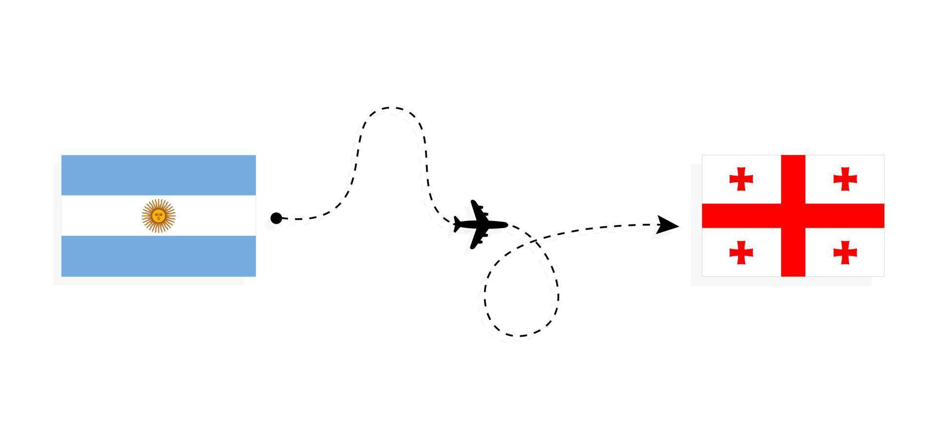 Flight and travel from Argentina to Georgia by passenger airplane Travel concept vector