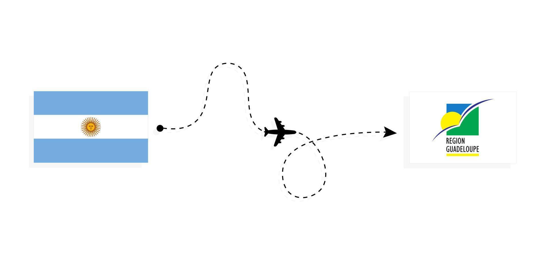Flight and travel from Argentina to Guadeloupe by passenger airplane Travel concept vector