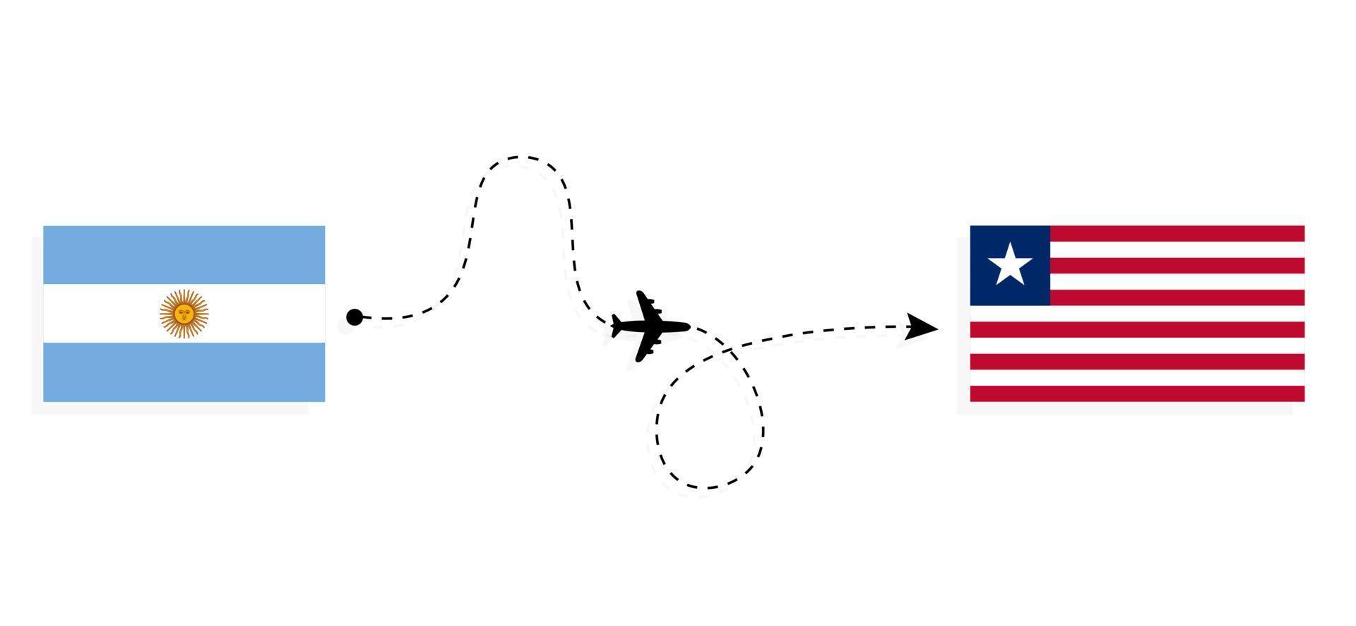 vuelo y viaje desde argentina a liberia por concepto de viaje en avión de pasajeros vector
