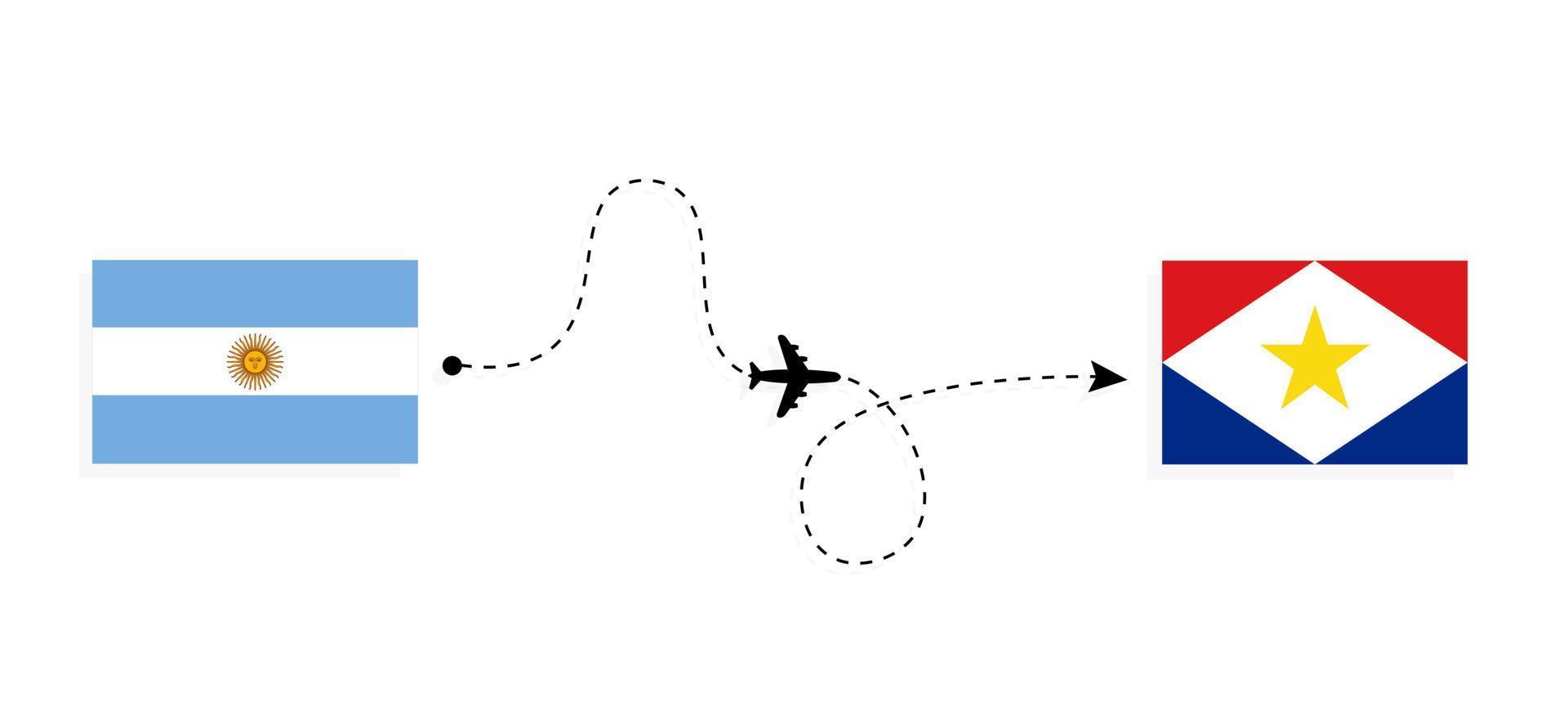 vuelo y viaje desde argentina a saba por concepto de viaje en avión de pasajeros vector