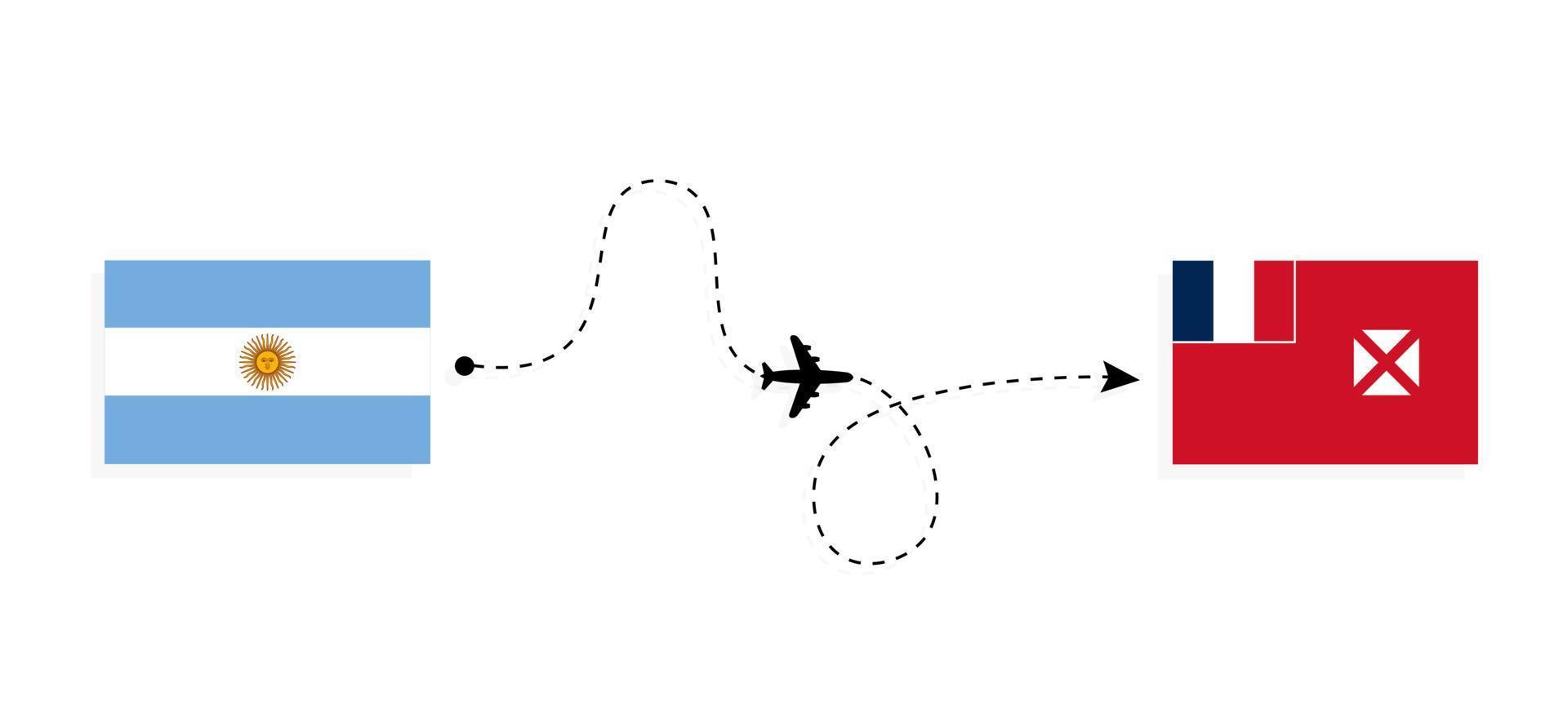 Flight and travel from Argentina to Wallis and Futuna by passenger airplane Travel concept vector
