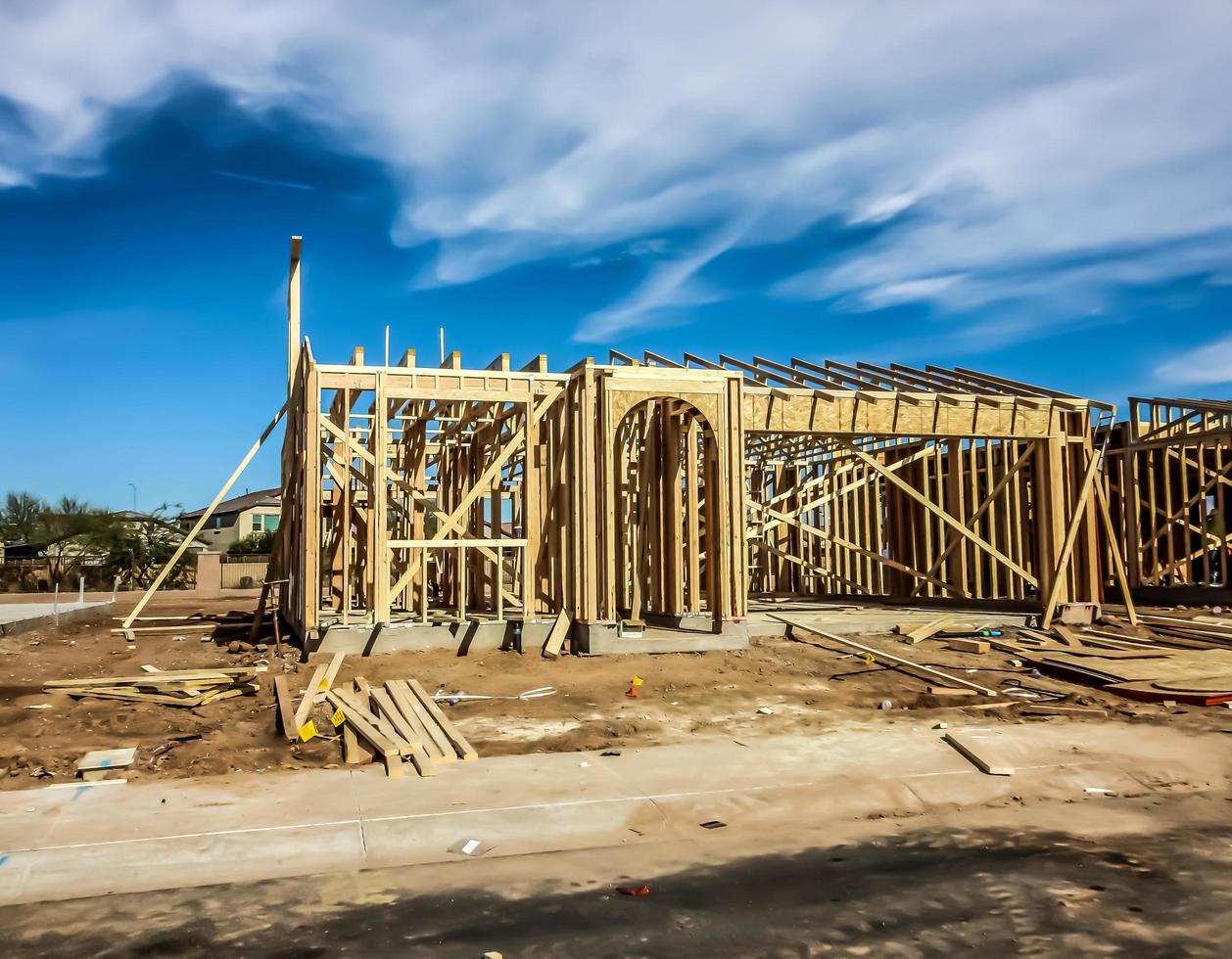 Framing Stage Of New Home Construction photo