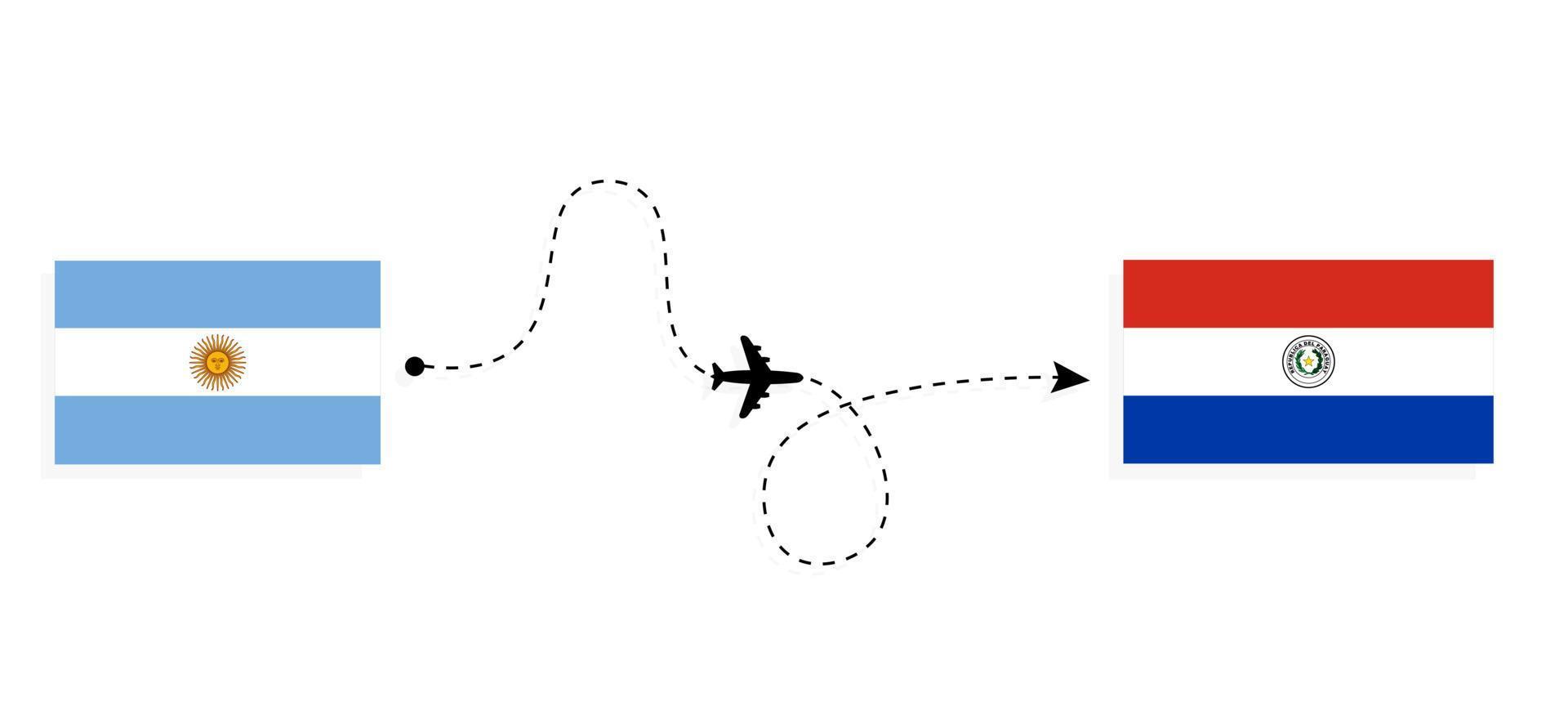 Flight and travel from Argentina to Paraguay by passenger airplane Travel concept vector