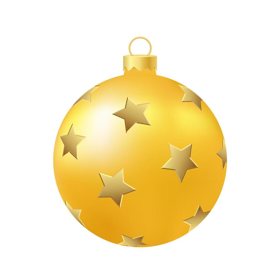 Yellow Christmas tree toy or ball Volumetric and realistic color illustration vector