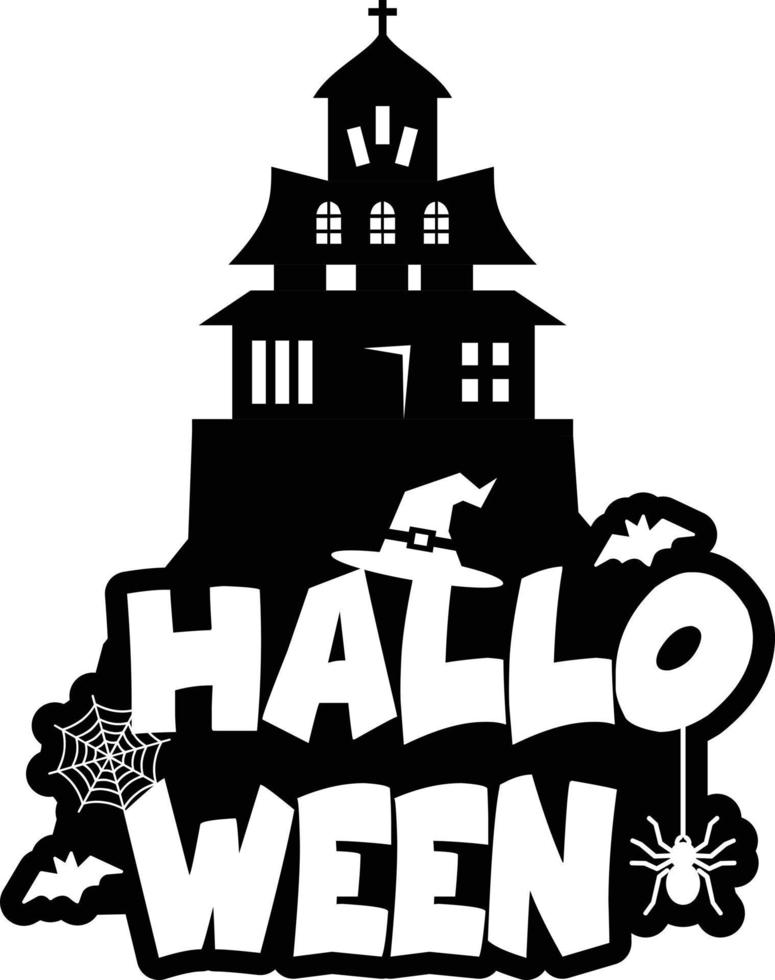 diseño de halloween con tipografía y vector de fondo blanco