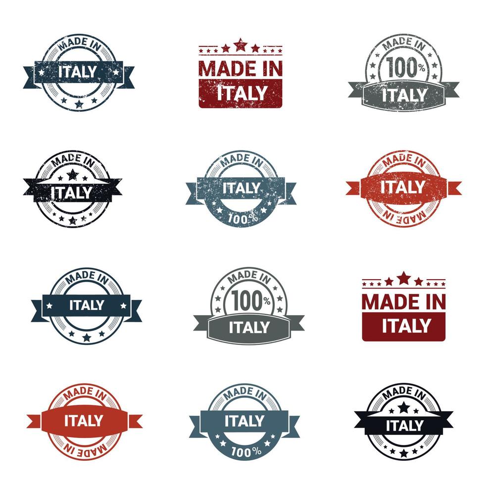 Italy stamp design set vector