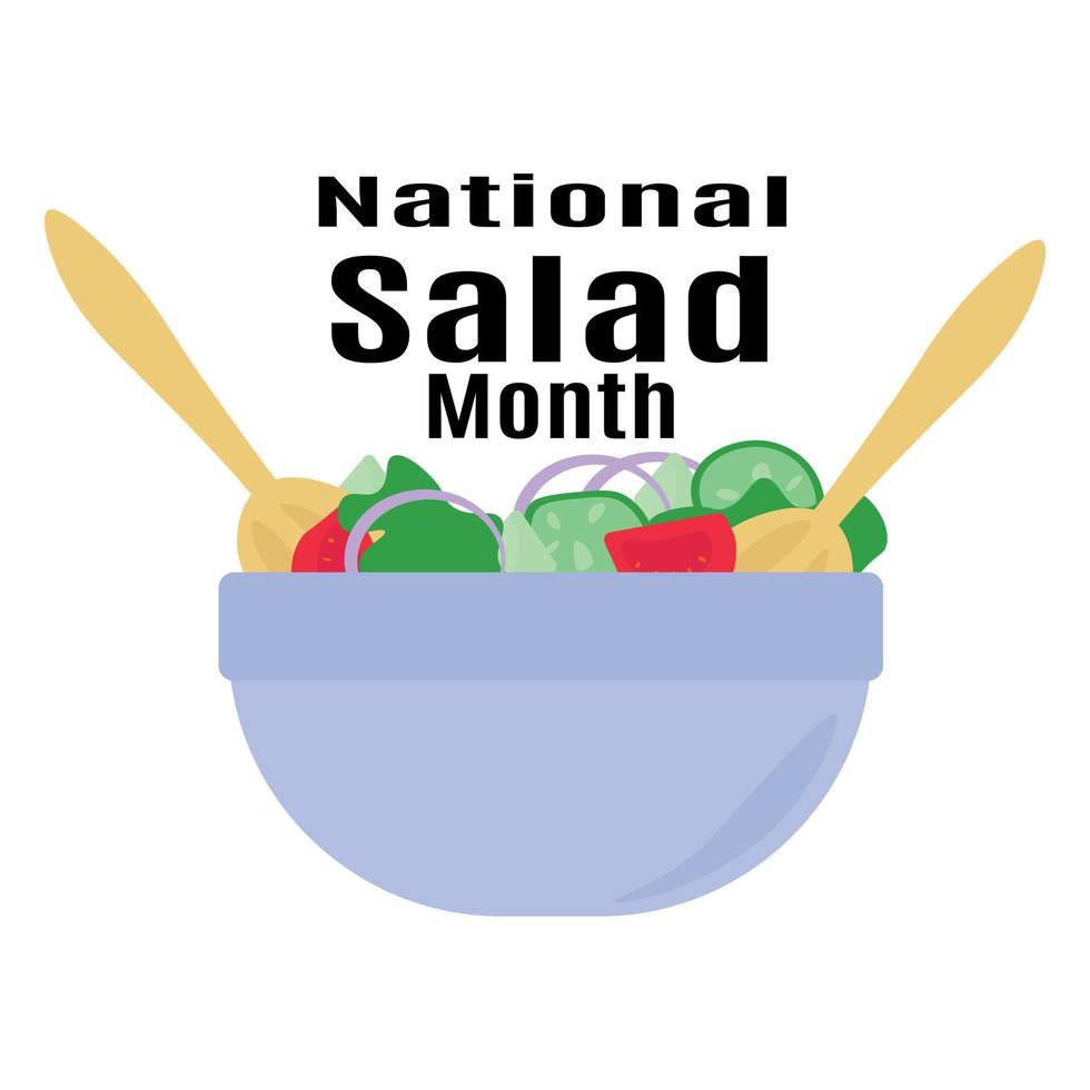 National Salad Month, Idea for poster, banner, flyer, card or menu design vector