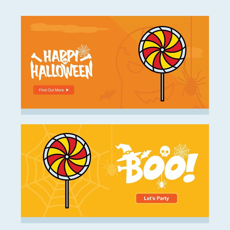 Happy Halloween invitation design with candy vector