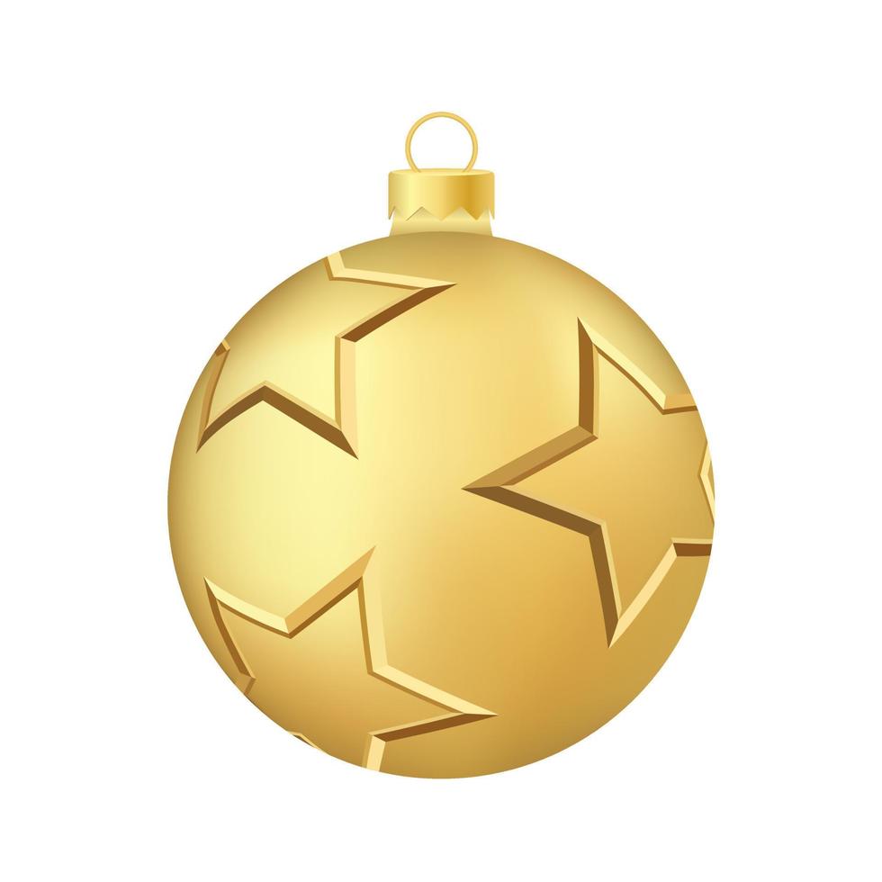 Gold Christmas tree toy or ball Volumetric and realistic color illustration vector
