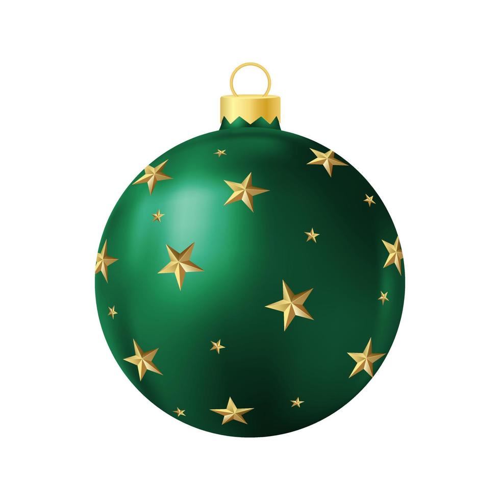 juguete de árbol de navidad verde con estrellas doradas ilustración de color realista vector