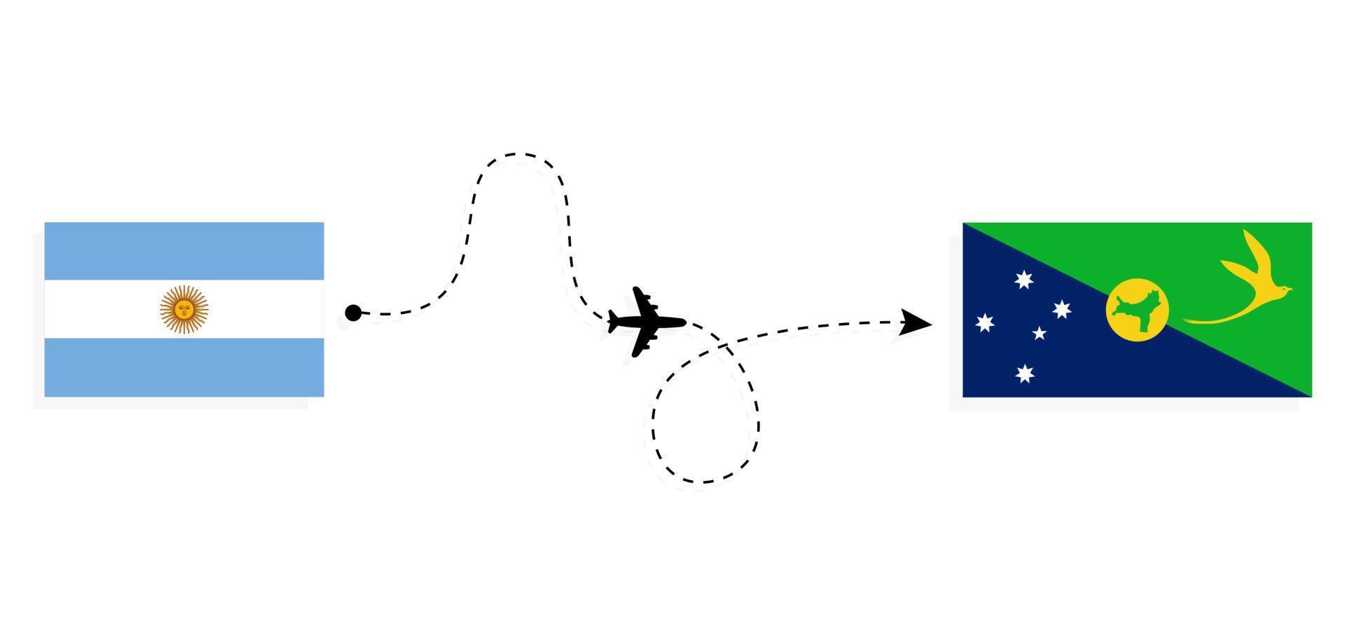 vuelo y viaje desde argentina a la isla de navidad por concepto de viaje en avión de pasajeros vector