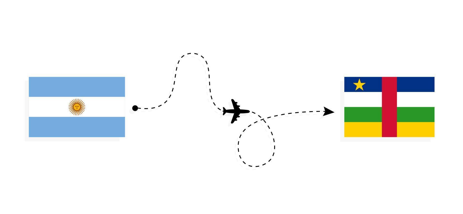 Flight and travel from Argentina to Central African Republic by passenger airplane Travel concept vector