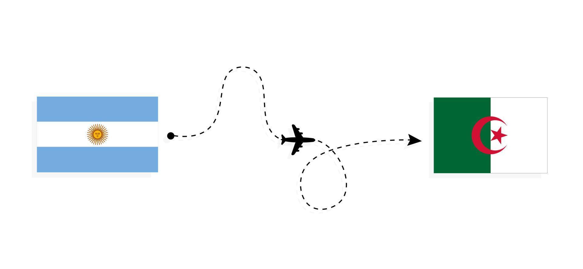 vuelo y viaje de argentina a argelia por concepto de viaje en avión de pasajeros vector