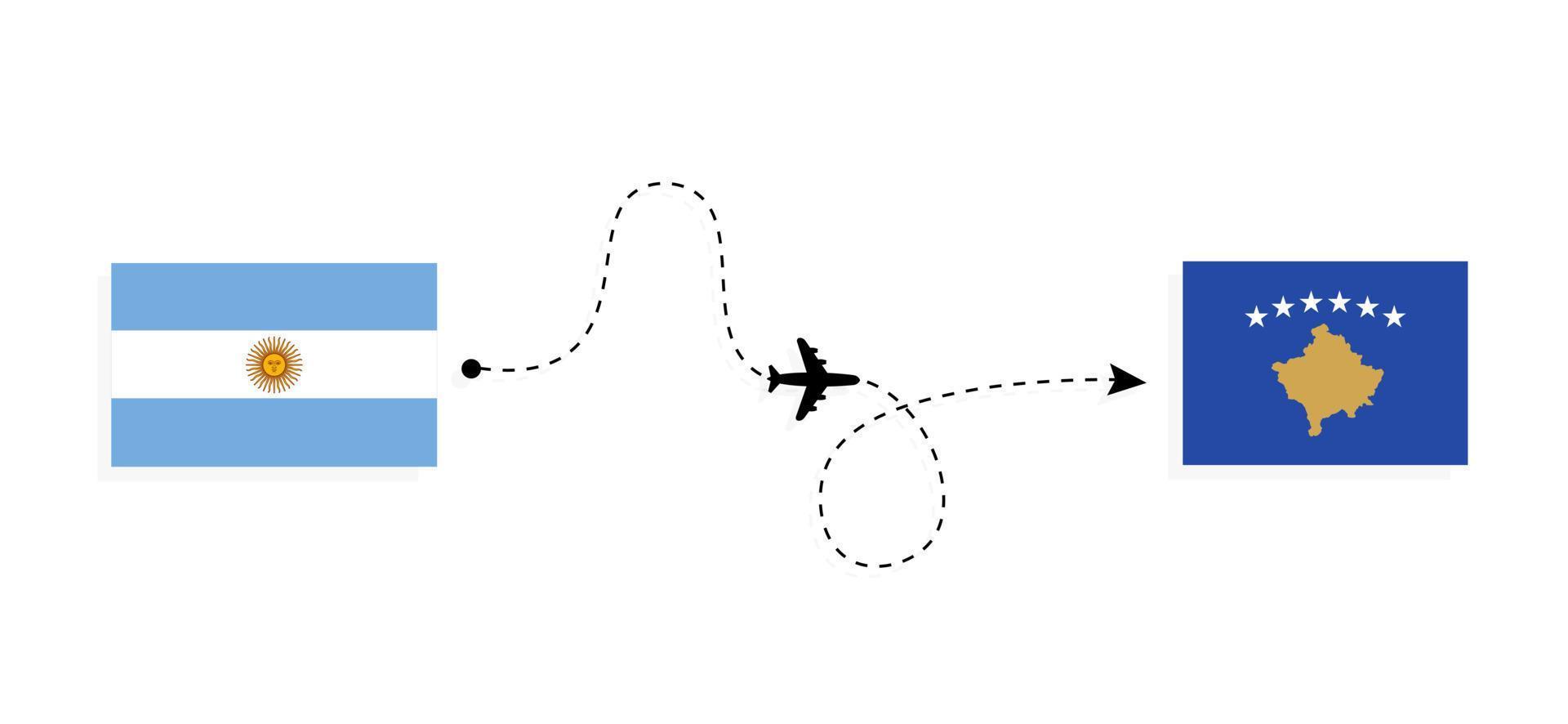 Flight and travel from Argentina to Kosovo by passenger airplane Travel concept vector