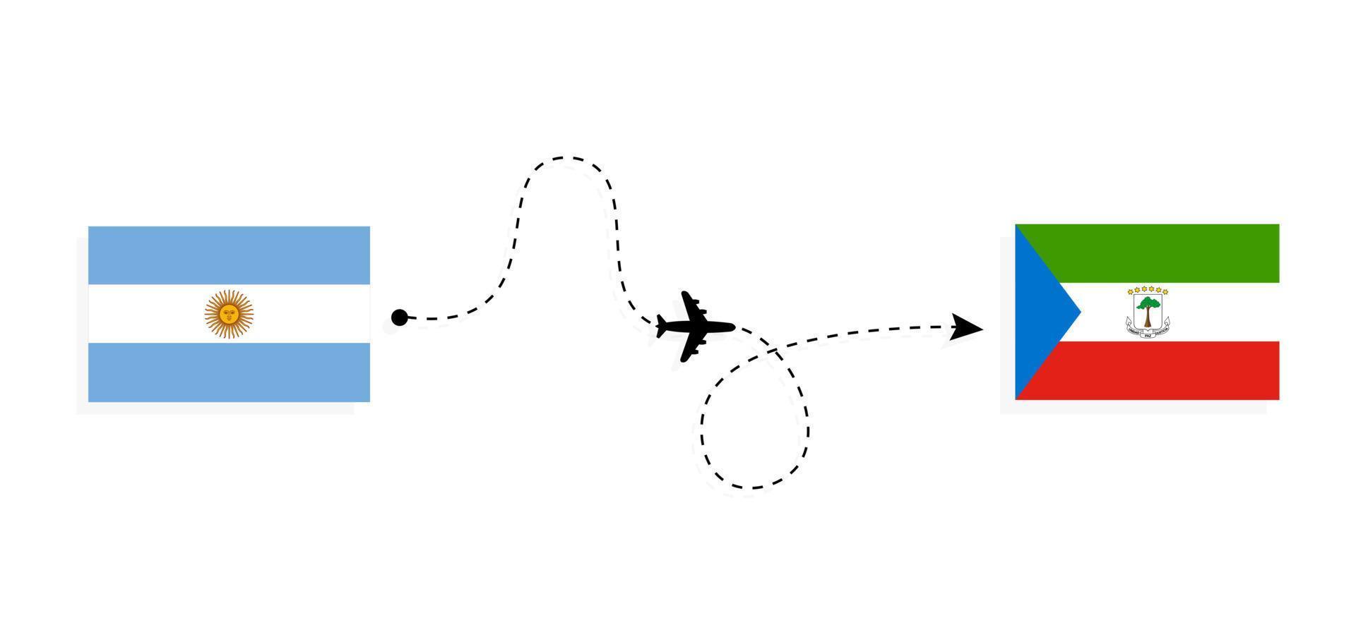 Flight and travel from Argentina to Equatorial Guinea by passenger airplane Travel concept vector
