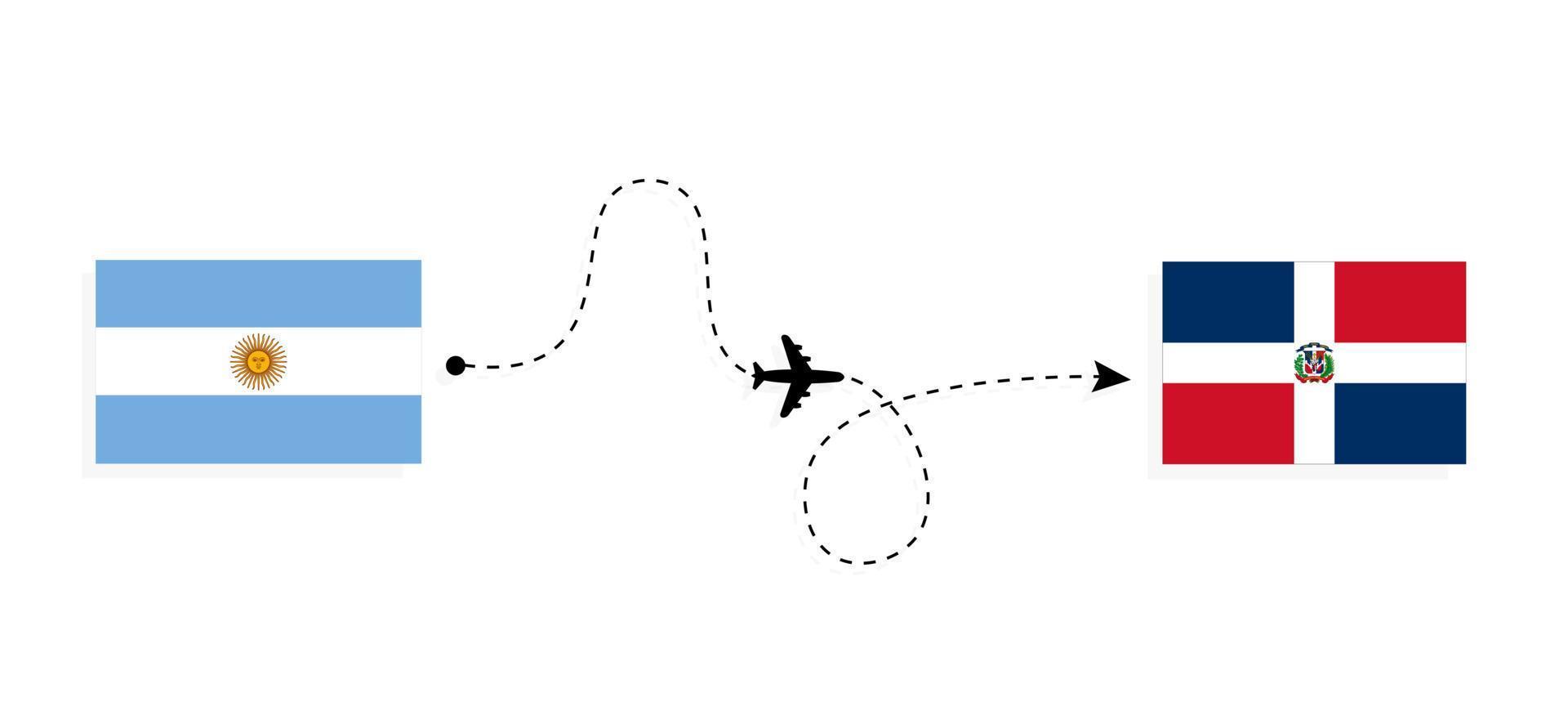 Flight and travel from Argentina to Dominican Republic by passenger airplane Travel concept vector