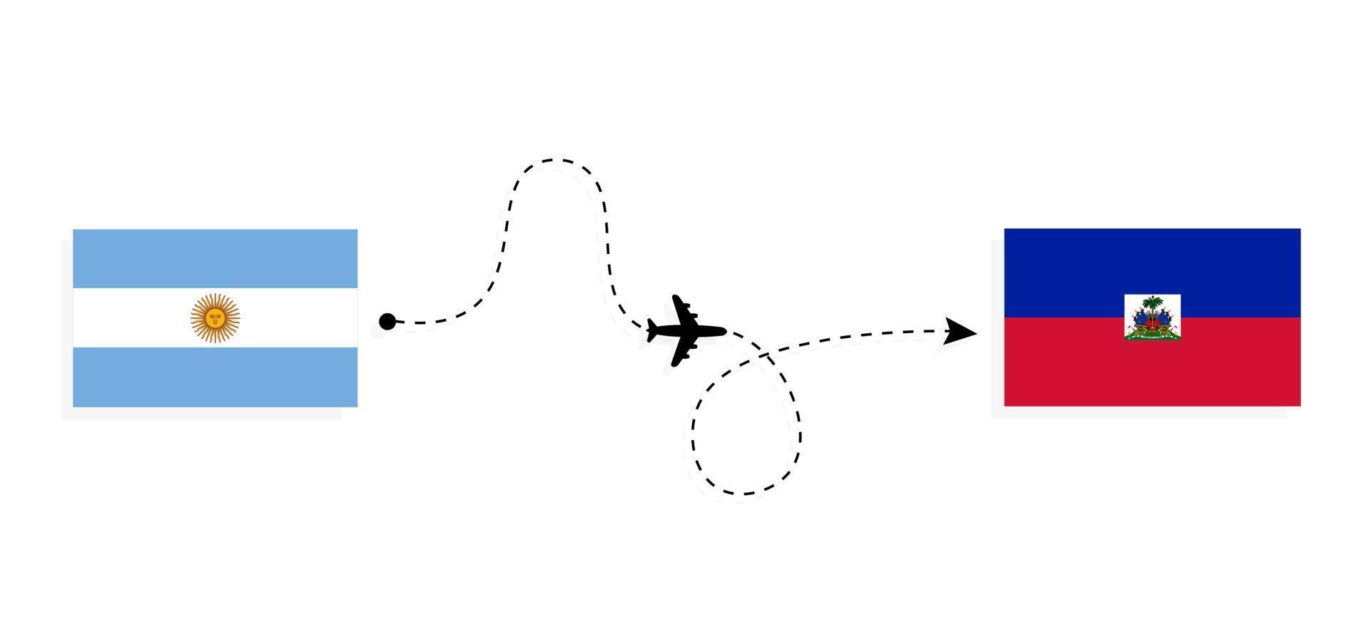 Flight and travel from Argentina to Haiti by passenger airplane Travel concept vector