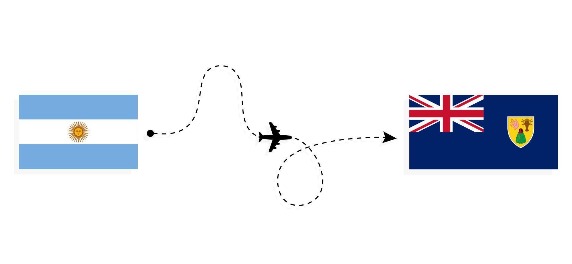 Flight and travel from Argentina to Turks and Caicos by passenger airplane Travel concept vector