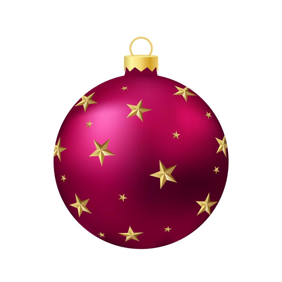 Pink Christmas tree toy or ball Volumetric and realistic color illustration vector