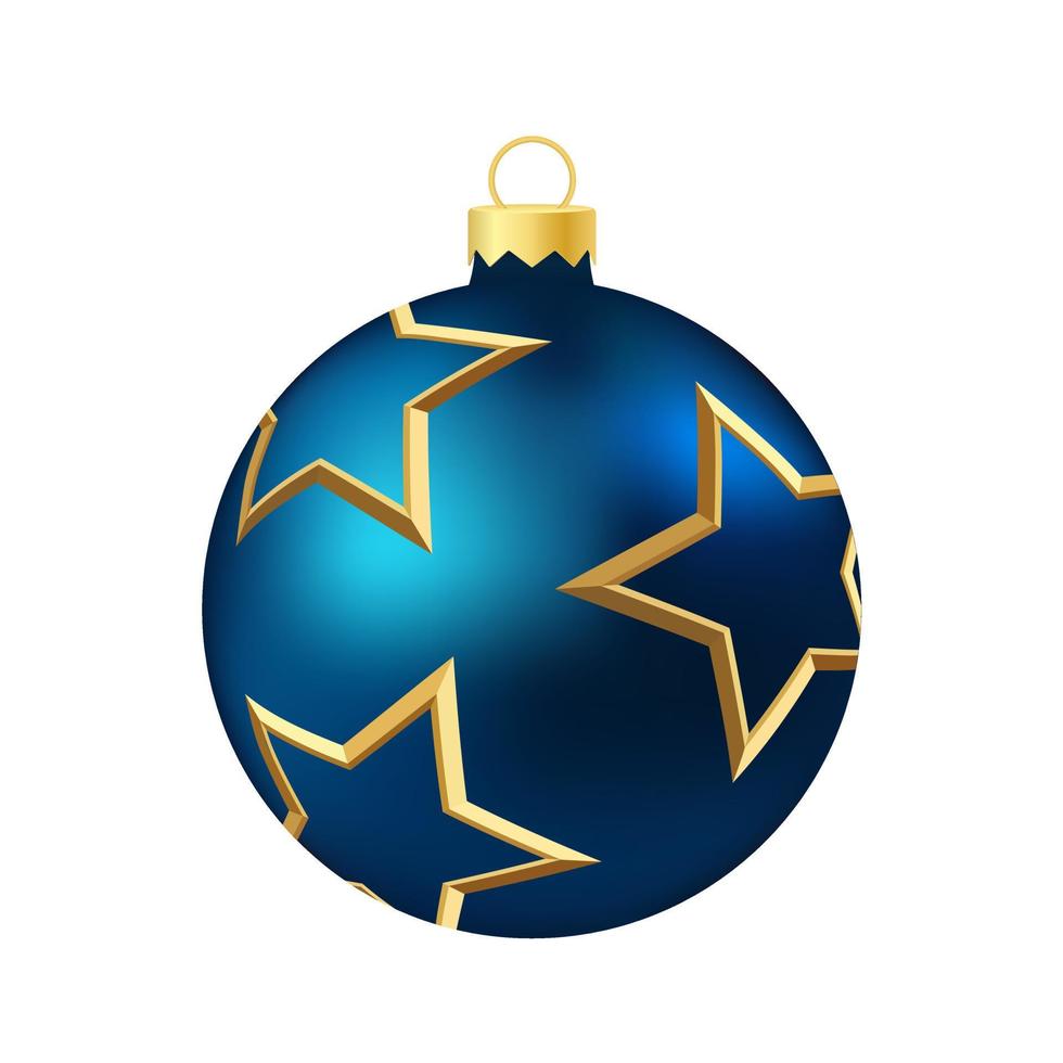 Dark blue Christmas tree toy or ball Volumetric and realistic color illustration vector