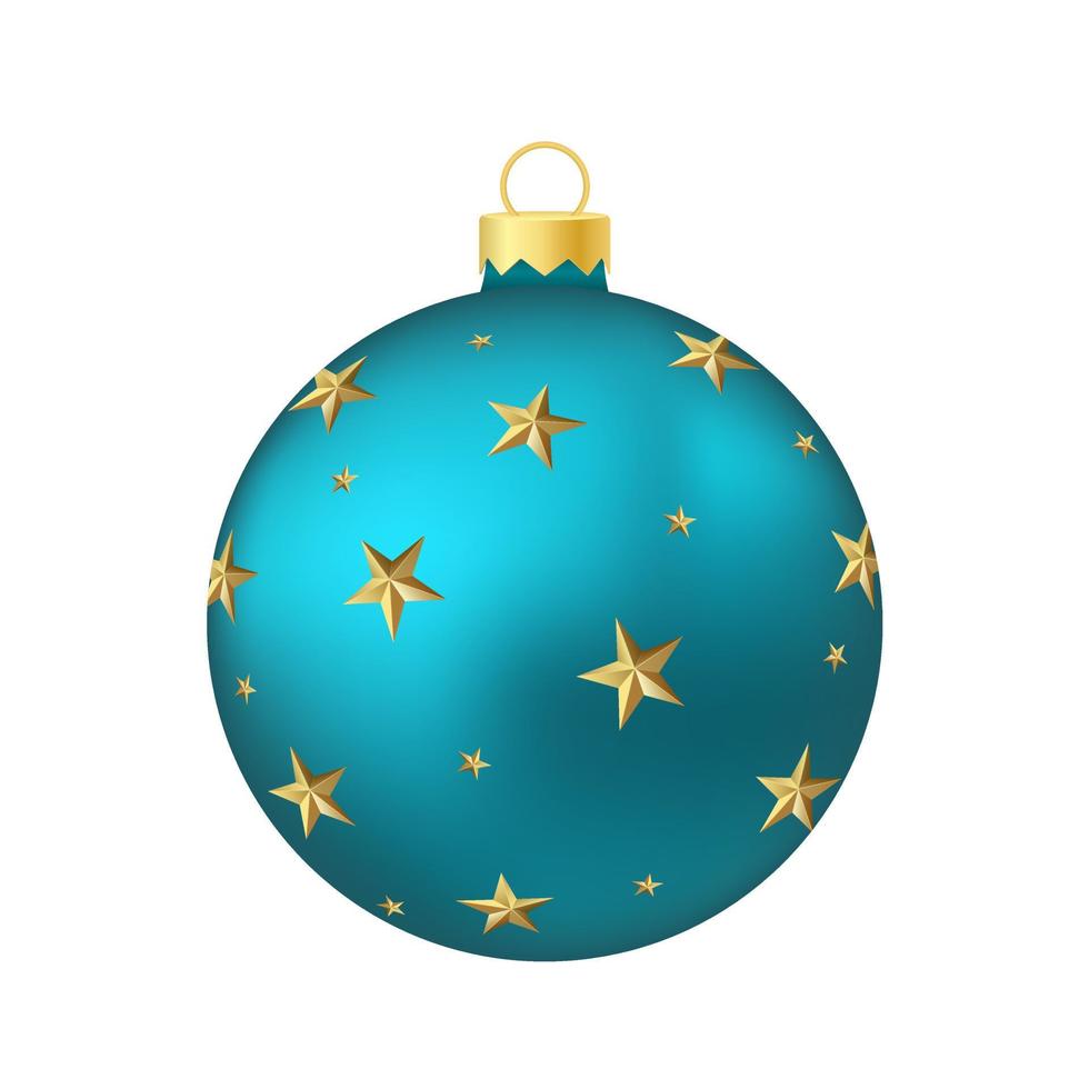 juguete de árbol de navidad azul agua o bola volumétrica y realista ilustración en color vector