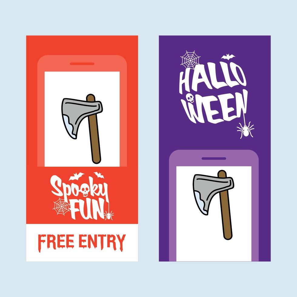 Happy Halloween invitation design with axe vector