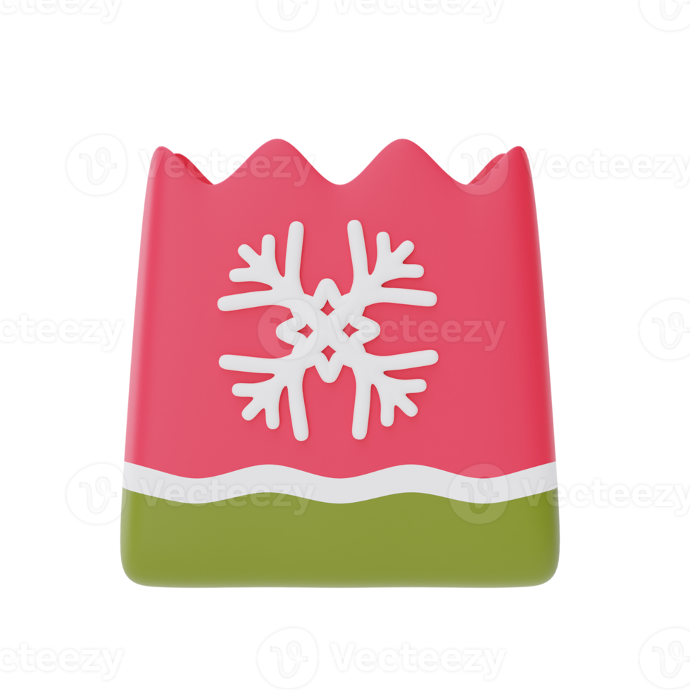 Shopping bag with snowflake, ornaments for Christmas isolated on white background. Merry Christmas and New Year. 3d rendering. png