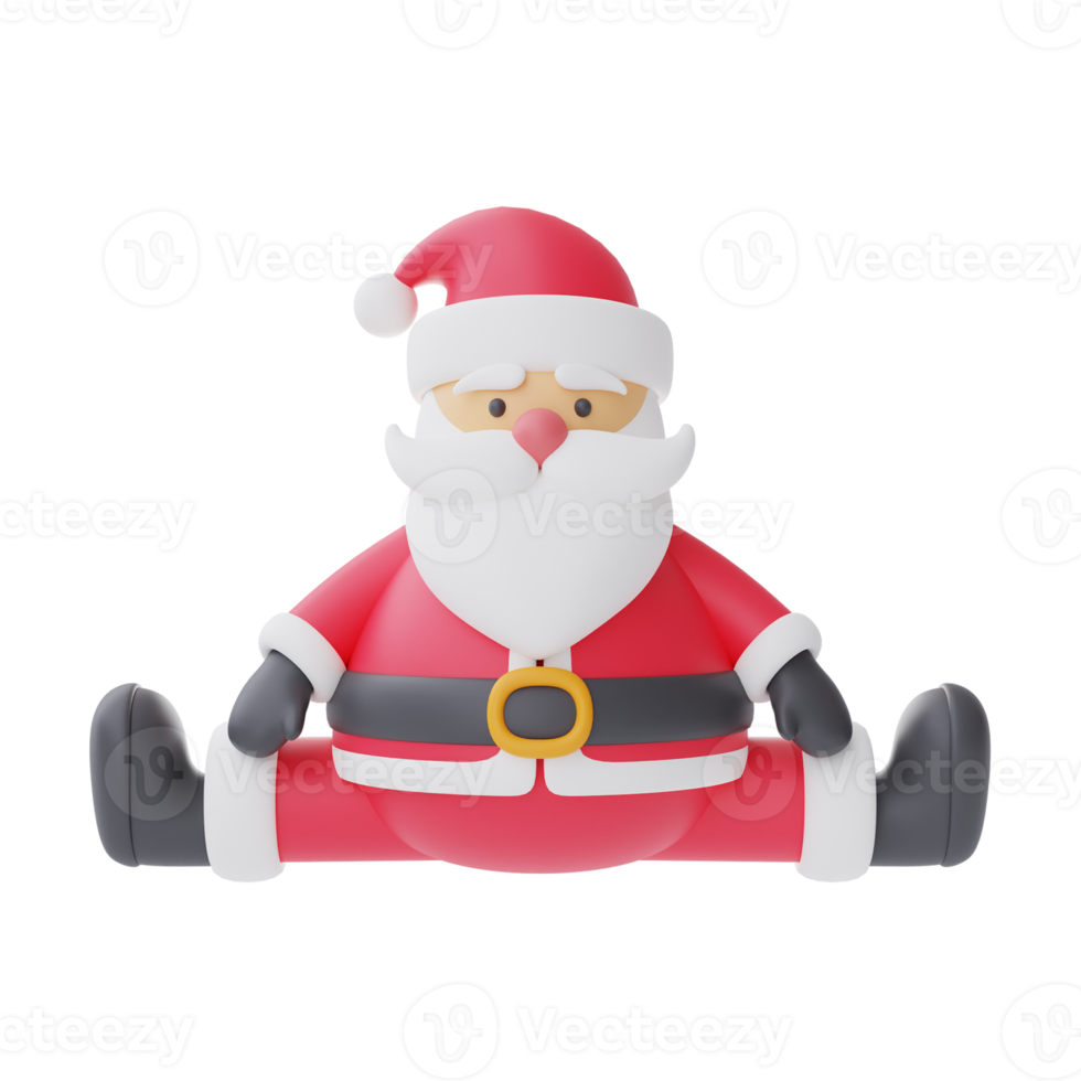 3d render of cartoon character santa claus isolated on white background. Merry Christmas and New Year. png