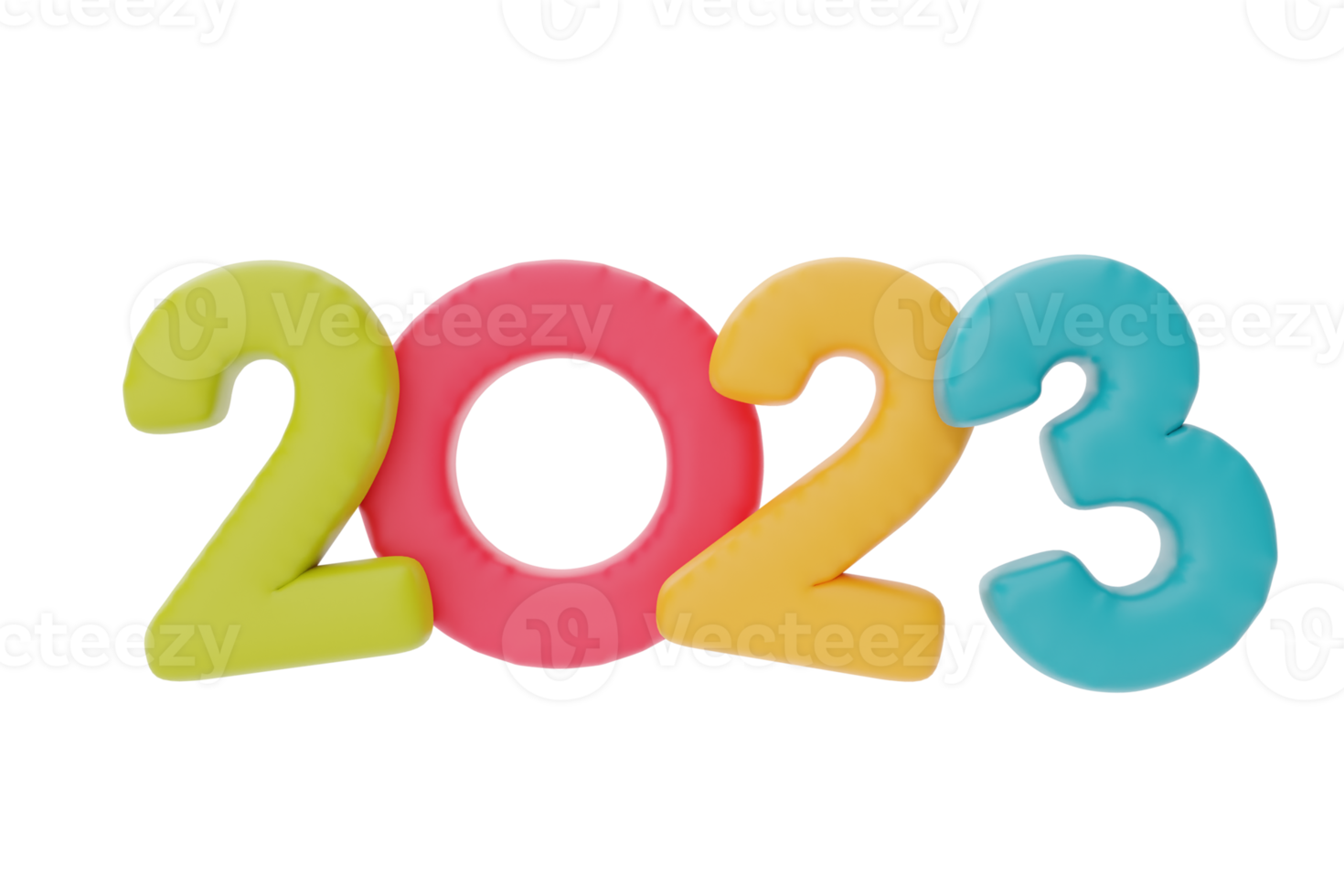 Colorful number 2023 for New Year and Christmas isolated on white background. 3d rendering. png