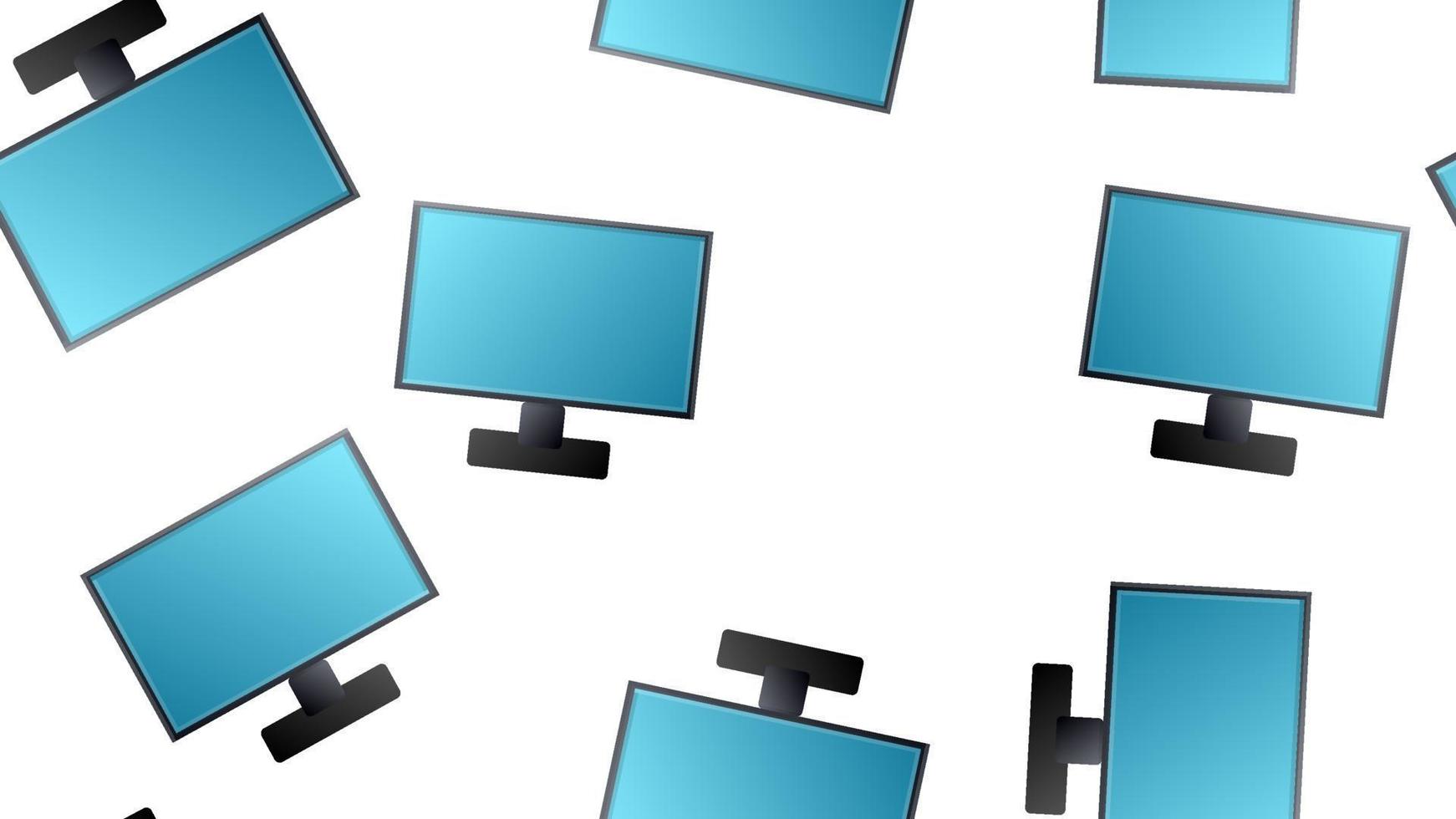 Endless seamless pattern of beautiful digital virtual virtual modern new flat IT LCD monitors on a white background. Vector illustration