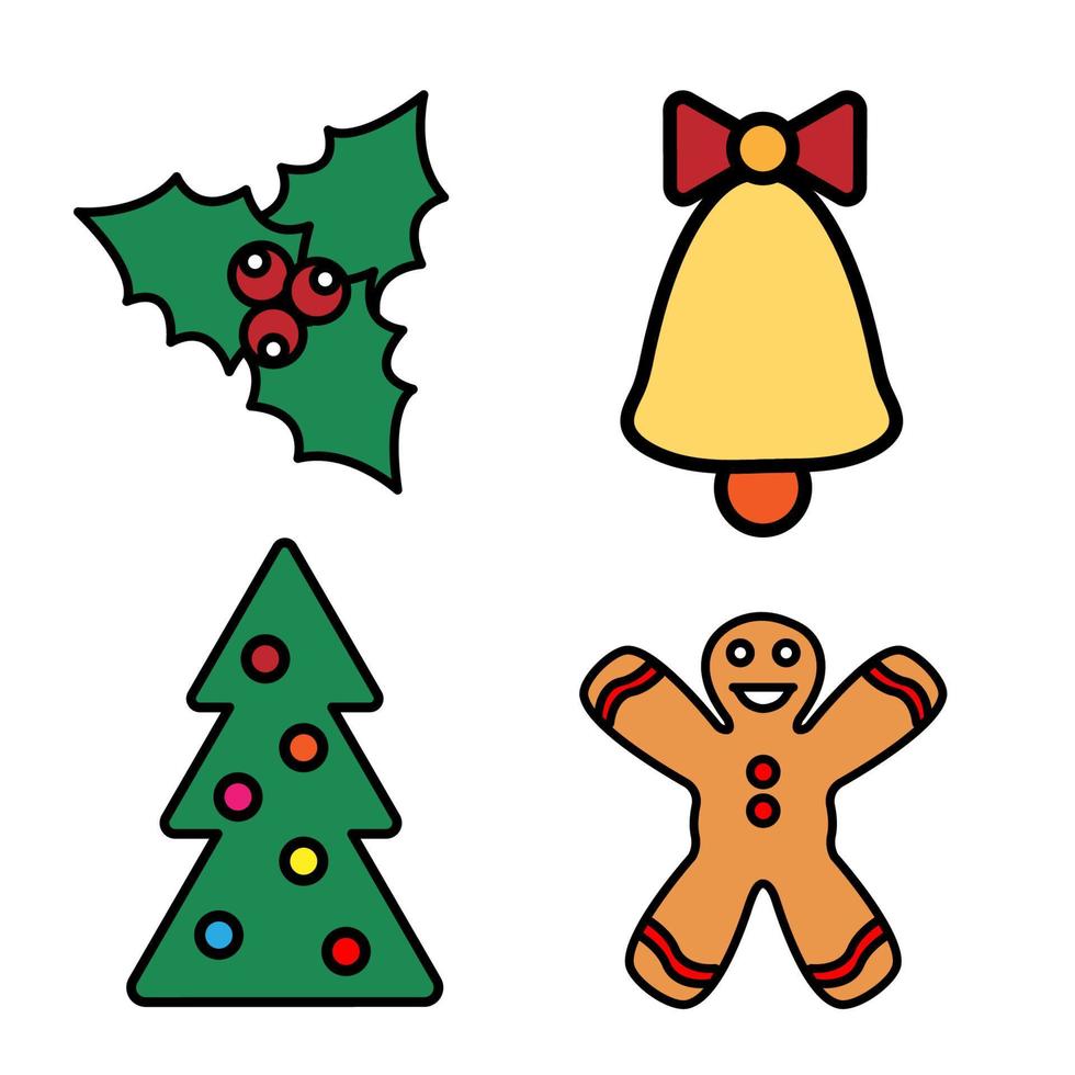 Christmas Set Of Icons On White Background vector
