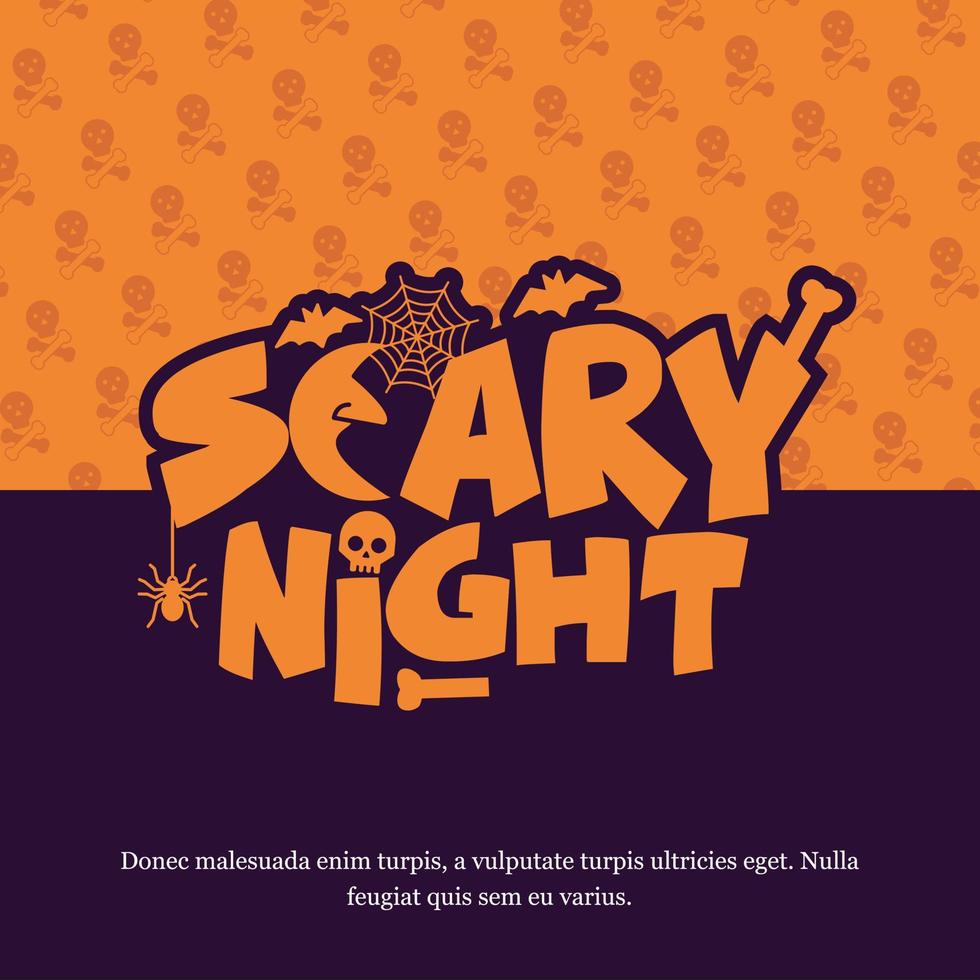 vector de diseño de tipografía de noche de miedo de halloween