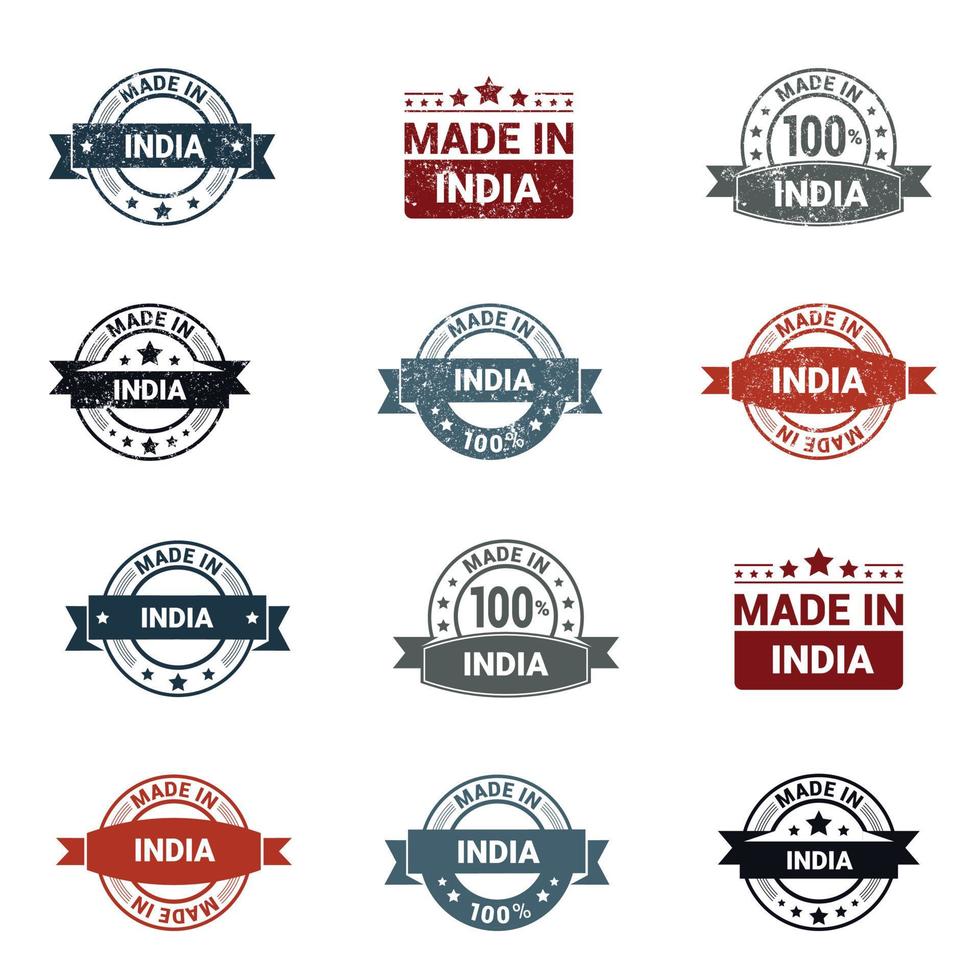 India stamp design set vector