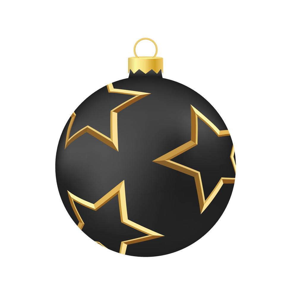 juguete de árbol de navidad negro o bola volumétrica y ilustración de color realista vector