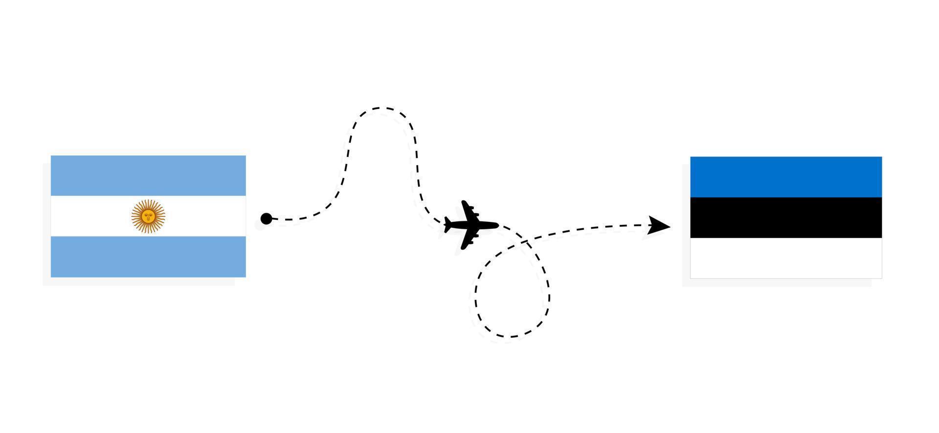 Flight and travel from Argentina to Estonia by passenger airplane Travel concept vector