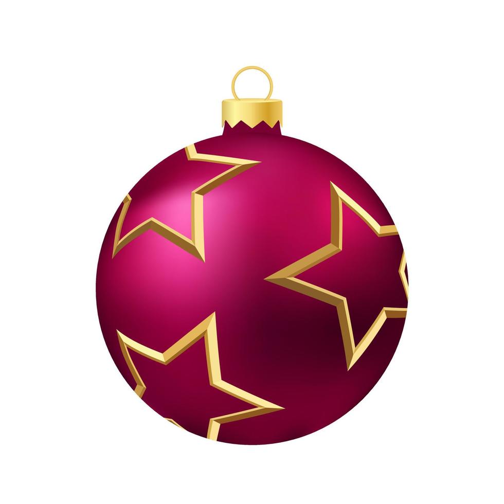 Pink Christmas tree toy or ball Volumetric and realistic color illustration vector