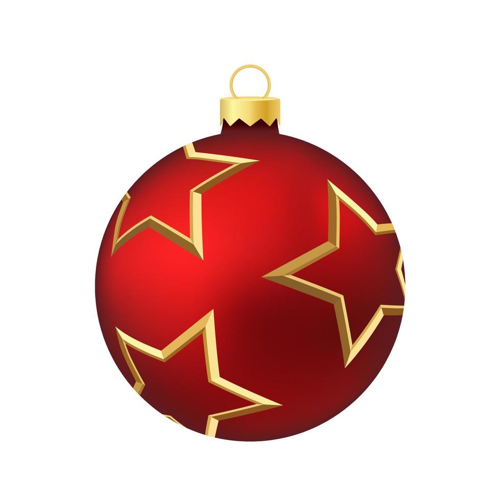 juguete de árbol de navidad rojo o bola volumétrica y ilustración de color realista vector